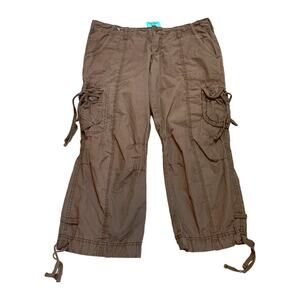 Vintage Steve & Barrys Brown Y2K Cargo Utility Indie Streetwear Low Rise Capris
